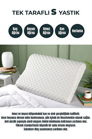 Tago Home Tek Taraflı Ortopedik Visco Yastık Boyun Fıtığı Boyun Ağrısı Destekli 60x41x11 Cm