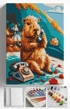 Sayılarla Boyama Seti Numaralı Tuval Fırça Boya Askı Aparatı Dahil Set 40x50 Cm - TELEFONLU KAPİPARA