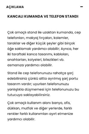KANCALI KUMANDA VE TELEFON STANDI TEKLİ SARI RENK