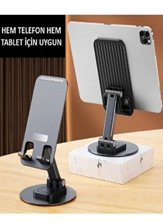  360 Dönebilen Telefon Tutucu Katlanabilir Tablet Tutucu Masa Üstü Şarj Standı Metal Telefon Tutucu