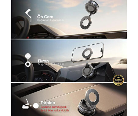 Dacia Jogger 2022-2023-2024-2025 Telefon Tutucu Hareketli Mekanizmalı Ayarlanabilir Vakumlu Neodimyum Güçlü Mıknatıslı