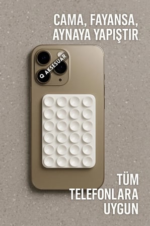 Vakumlu Slikon Vantuz Telefon Tutucu, Cep Telefonu İçin Yapışkanlı Kaymaz Tutucu Cama Yapışan ( 1 ADET )