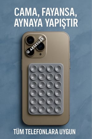 Vakumlu Slikon Vantuz Telefon Tutucu, Cep Telefonu İçin Yapışkanlı Kaymaz Tutucu Cama Yapışan ( 1 ADET )