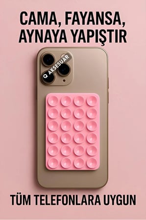 Vakumlu Slikon Vantuz Telefon Tutucu, Cep Telefonu İçin Yapışkanlı Kaymaz Tutucu Cama Yapışan ( 1 ADET )