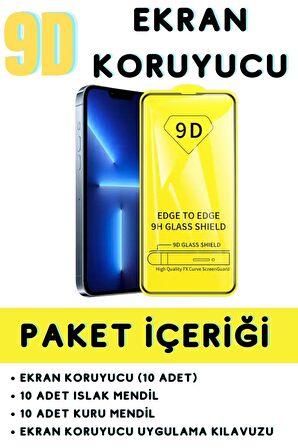 Huawei P20 9D Kırılmaz Cam Ekran Koruyucu, Siyah Renk, Ultra Darbe Emici Etkin Koruma ( 10 Adet )