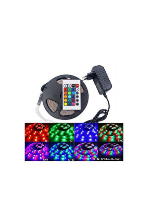 Animasyonlu Rgb Şerit Led Işık Aydınlatma Seti Tak Çalıştır Kumandalı Adaptörlü conti