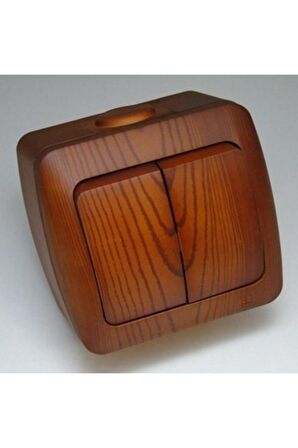 8 Adet Sıva Üstü Kiraz Ahşap Renkli Komütatör İkili Anahtar Elbi / Alsu