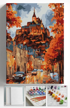 Sayılarla Boyama Seti Numaralı Tuval Fırça Boya Askı Aparatı Dahil Set 40x50 Cm - TEPEDE ŞATO