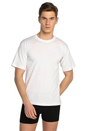 Erkek Penye 6'lı Paket 0 Yaka Yarım Kollu Fanila (beyaz) %100 Pamuklu