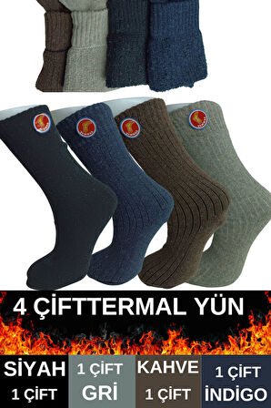 Erkek 4 Adet Termal Kışlık Çorap -20c Kadar Isı Korur