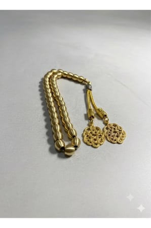 Özel Tasarım Som Pirinç Tesbih - 7.5x7 mm Kazaz Model Metal Püsküllü