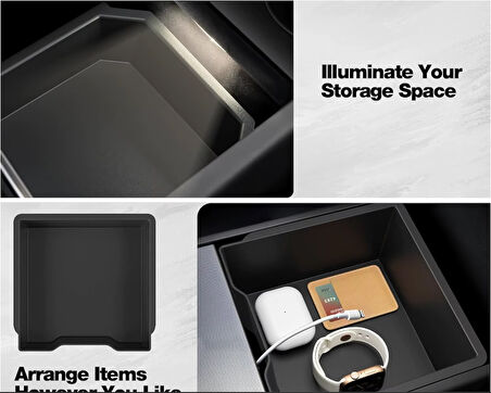 TESLA MODEL Y JUNİPER İÇİN UYUMLU KOL DAYAMA İÇİ SAKLAMA KUTUSU