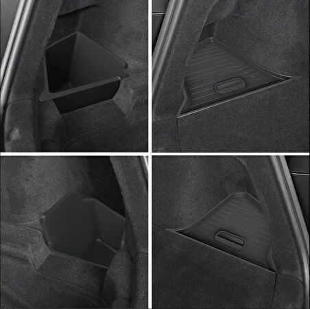 TESLA MODEL Y İÇİN UYUMLU ARKA BAGAJ İÇİ SAĞ SOL SAKLAMA KUTUSU KAPAKLI