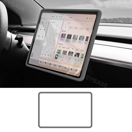 TESLA MODEL Y VE JUNİPER İÇİN UYUMLU  EKRAN ÇERÇEVESİ KORUMA SLİKON GRİ