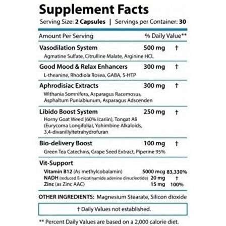 Revange TEST Erection Agmatine sulfate Gaba Asparagus Tongkat Ali Yohimbine Nad 60 caps