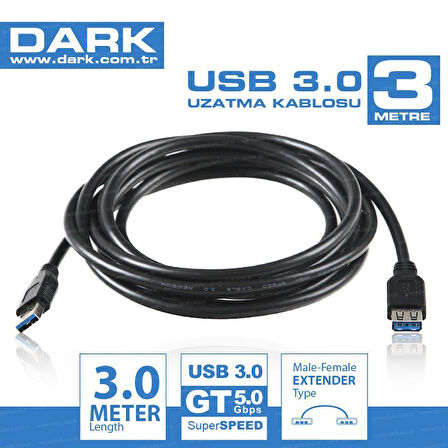 USB 3.0 A TIP 3M UZATMA KABLOSU (DK-CB-USB3EXTL300)