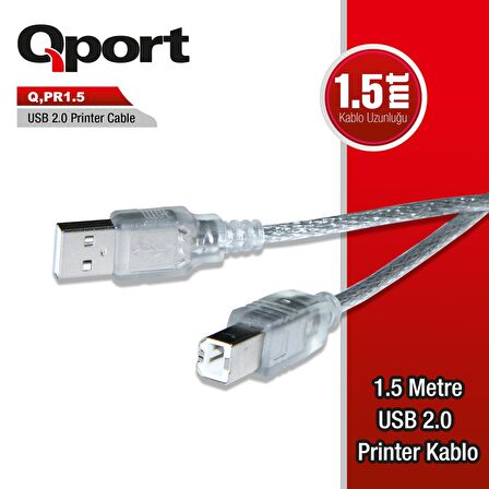 Q-PR1_5  Q-PR1.5 USB 2.0 1.5 METRE PRİNTER KABLOSU