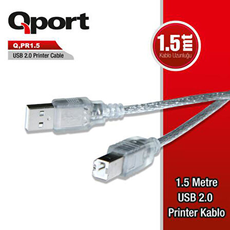 Q-Pr1.5 Usb 2.0 1.5M Yazıcı Kablosu