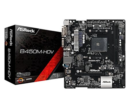 B450M-HDV R4 AM4 DDR4 SES GLAN HDMI/DVI/VGA SATA3 USB3.1 MATX