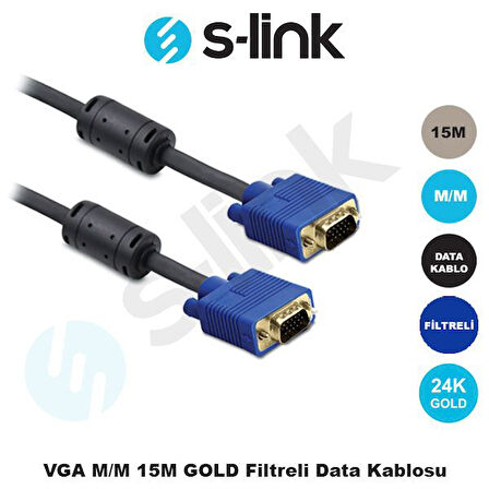 SLX-179 15 Metre Monitör Pc Arası VGA Data Kablo M/M