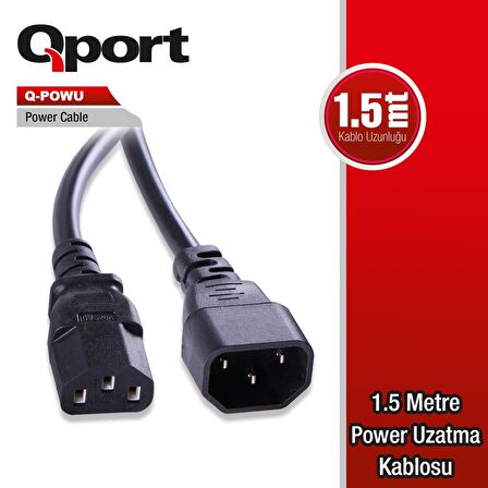 Q-POWU QPORT Q-POWU 1.5 METRE POWER GÜÇ UZATMA KABLOSU