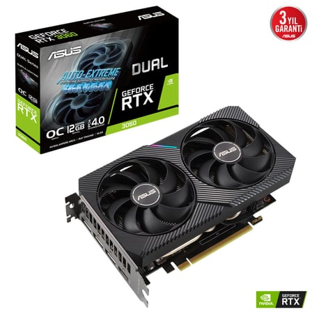 DUAL-RTX3060-O12G-V2 12GB GDDR6 192Bit 1867 MHZ OC 2xHDMI 3xDP (90YV0GB2-M0NA10)