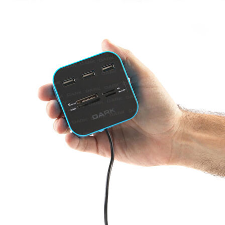 DK-AC-UCR202BL USB 2.0 Multi Kart Okuyucu + 3 x USB 2.0 HUB Mavi