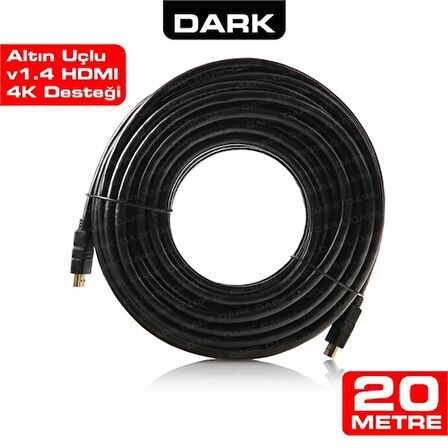 (DK-HD-CV14L2000) V1.4 3D AG DESTEKLI ALTIN UCLU 20MT HDMI KABLO