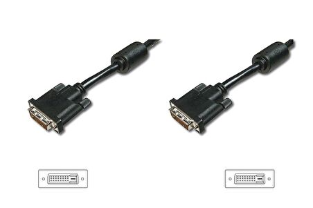 DVI bağlantı kablosu, DVI (24+1) , 2x ferrit M/M, 2.0m, DVI-D Dual Link, b AK-320101-020-S