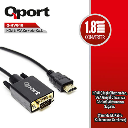 (Q-HVG18) HDMI TO VGA CEVIRICI 1.8M KABLO