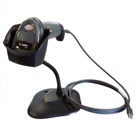 Zebra DS2208 2D Barkod Okuyucu Siyah Stand ve USB Kablolu