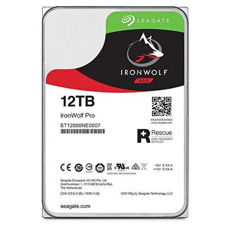 ST12000VN0008 12TB 3.5'' 7200RPM 256MB Sata3 Ironwolf Nas Dahili HardDisk