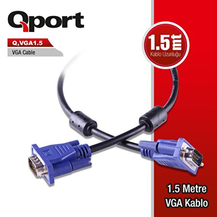 Q-VGA1_5  Q-VGA1.5 15 PİN FİTRELİ 1.5 METRE ERKEK ERKEK MONİTÖR KABLO