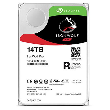 ST14000NE0008 14TB 3.5" 7200RPM 256MB Sata3 Ironwolf Pro Nas Dahili HardDisk