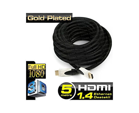 (DK-HD-CV14L500) 5M V1.4 ALTIN UCLU 3D AG DES DUAL MOLDING KILIF HDMI KABLO