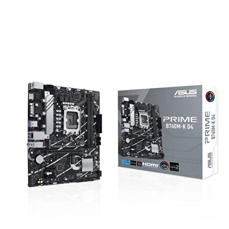 MB PRIME B760M-K D4 Intel B760 LGA1700 DDR4 5333 HDMI VGA 2x M2 USB3.2 AURA RGB 2.5Gbit LAN mATX  5X PROTECTION III, Armoury Crate, AI Suite 3