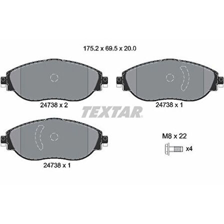 Textar 2473806 Fren Balatası Ön Gdb2219 Vw Passat-Tıguan-Arteon Bm 15 >