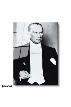 Tamperli Gerçek Cam Tablo Atatürk Frak Giyim Atatürk Tablosu Duvar Dekoru
