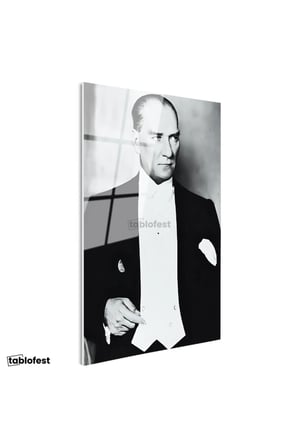 Tamperli Gerçek Cam Tablo Atatürk Frak Giyim Atatürk Tablosu Duvar Dekoru