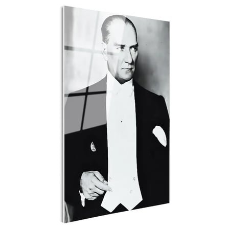 Tamperli Gerçek Cam Tablo Atatürk Frak Giyim Atatürk Tablosu Duvar Dekoru