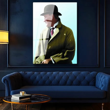 Tamperli Gerçek Cam Tablo Atatürk Eldivenli Melon Şapka Atatürk Tablosu Duvar Dekoru