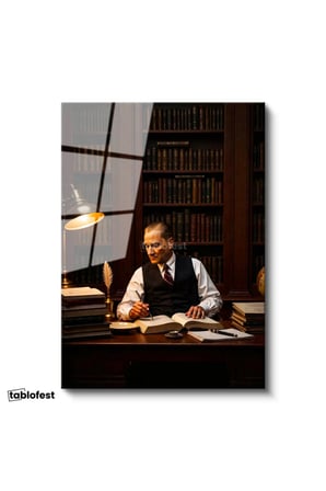 Tamperli Gerçek Cam Tablo Atatürk Makam Çalışma Masası Atatürk Tablosu Duvar Dekoru