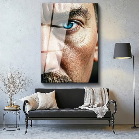 Tamperli Gerçek Cam Tablo Atatürk Mavi Göz Yüz Detayı Atatürk Tablosu Duvar Dekoru