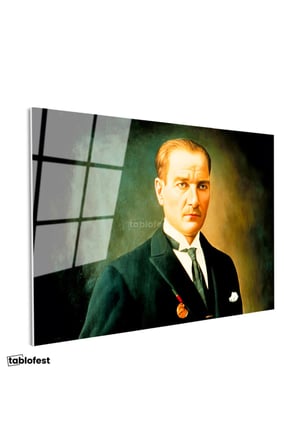 Tamperli Gerçek Cam Tablo Atatürk Madalyalı Resim Sanatı Atatürk Tablosu Duvar Dekoru