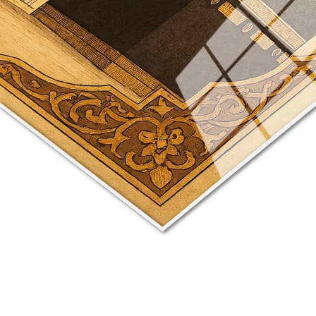 Tamperli Gerçek Cam Tablo Kabe ve Mescidi Nebevi Yeşil Kubbe Dini İslami Tablo Duvar Dekoru