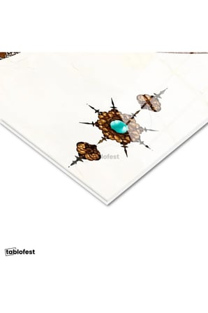 Tamperli Gerçek Cam Tablo Elif Vav Harfi Tezhip Desenli Dini İslami Tablo Duvar Dekoru