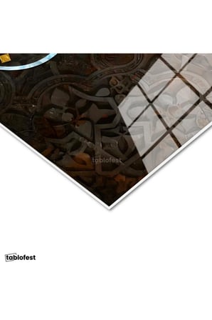 Tamperli Gerçek Cam Tablo Selam Ayeti Geometrik Desen Dini İslami Tablo Duvar Dekoru
