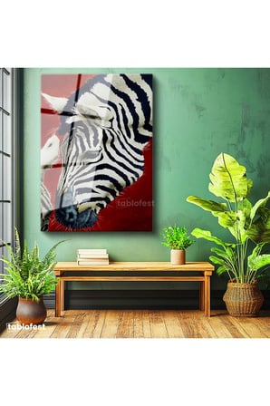 Tamperli Gerçek Cam Tablo Doğal Desen Zebra Tablosu Duvar Dekoru