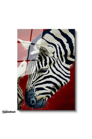 Tamperli Gerçek Cam Tablo Doğal Desen Zebra Tablosu Duvar Dekoru