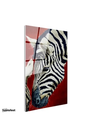 Tamperli Gerçek Cam Tablo Doğal Desen Zebra Tablosu Duvar Dekoru